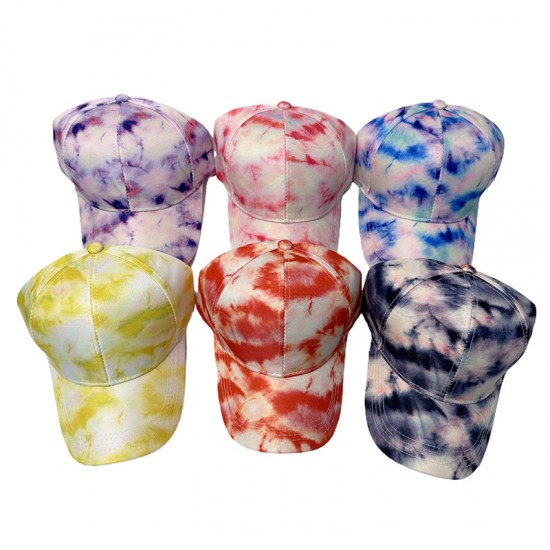 Fashionable retro tie-dye baseball caps for women, casual caps for outdoor sun protection, printed baseball caps.