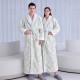 Autumn and winter new silver-gray double-layer thickened jacquard cotton velvet nightgown for men, long plus-length velvet bathrobe for women