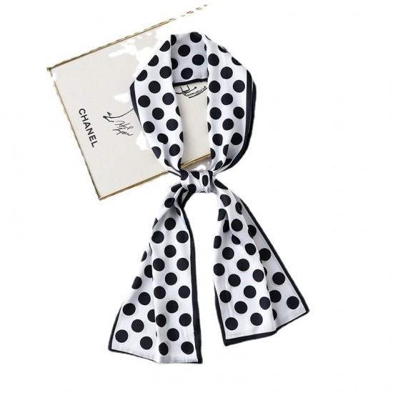 Women's Long Silk Scarf, 2025 Spring New Polka Dot Print Bag Bandage and Hairband, Wholesale