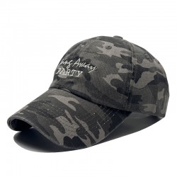 Cross-border PARTY lettered camouflage baseball caps, men's and women's streetwear caps, trendy outdoor hats, fashionable casual sun hats.