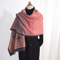 Autumn/winter stylish student outerwear, a beautiful sunset print shawl, a high-end, elegant Japanese and Korean fashion scarf.