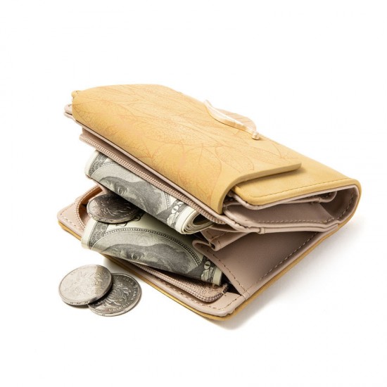 Ready Stock Wholesale Women's Short Wallet, Korean Fresh Leaf Buckle, Mini Student Coin Purse, Wholesale