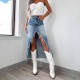 Amazon cross-border 2025 Spring new high-waisted, irregular, raw-edge denim skirt for women, distressed and washed. Amazon cross-border 2025 Spring new high-waisted, irregular, raw-edge denim skirt for women, distressed and washed.