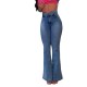 2025 factory direct foreign trade new cross-border washed jeans for women, slim high-waist flared pants in stock.
