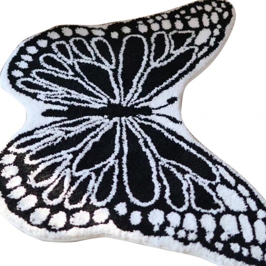 French retro bedroom carpet, luxury living room coffee table, thickened soundproof floor mat, black and white butterfly bedside mat. French retro bedroom carpet, luxury living room coffee table, thickened soundproof floor mat, black and white butterfly bedside mat.