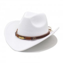 New Tibetan hats, ethnic minority style, metal feather western cowboy hats, men's and women's couple's hats with felt hats.