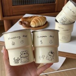 INS mint head puppy ceramic mug, creative cartoon hook coffee mug, spring water cup, 340ml