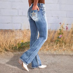 AliExpress cross-border European and American 2025 spring new embroidered jeans for women, high-quality straight-leg slim stretch trousers.