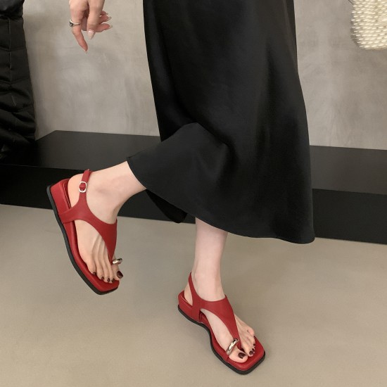 French Retro Strappy Wedge Heel Slip-On Sandals for Women, Summer 2025 New Roman sandals with skirts French Retro Strappy Wedge Heel Slip-On Sandals for Women, Summer 2025 New Roman sandals with skirts