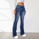 Factory Direct 2025 European and American Cross-Border Elegant Commuter Jeans for Women, Washed, Slimming, Flared Pants