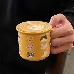 Mangmang Grocery Store Cute Cartoon KT Ceramic Absorbent Coasters, Fruit and Cat Round Insulated Coaster Gift