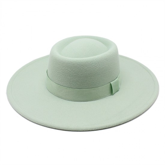 2021 new simple solid-color woolen 9.5cm brim, warm outdoor oval-shaped topper for men and women for autumn and winter