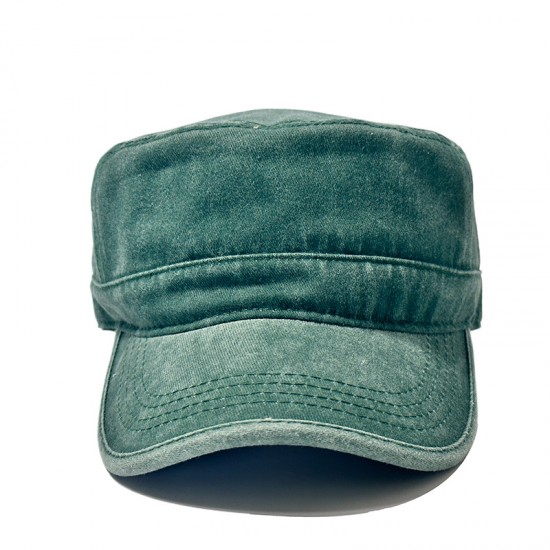 Cross-border washed cotton retro large-head circumference flat-top hat for men, outdoor hat with enlarged and darkened soft top and sun visor
