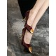 Yang Shulin's Same Style Gemstone Agate Metal Pointed Toe High Heels for Women, Burgundy Patent Leather Stiletto Shoes Yang Shulin's Same Style Gemstone Agate Metal Pointed Toe High Heels for Women, Burgundy Patent Leather Stiletto Shoes