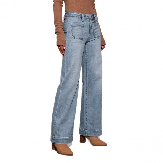 2025 spring new European and American high-waisted jeans for women, slimming, wide-leg, retro, elegant straight-leg pants.