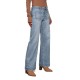 2025 spring new European and American high-waisted jeans for women, slimming, wide-leg, retro, elegant straight-leg pants.