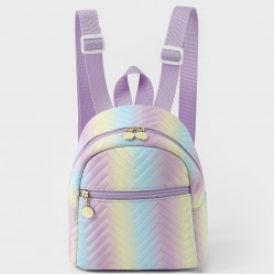 Best-selling cross-border women's backpack, rainbow multi-color PU quilted mini backpack, stylish and casual, high-end school bag