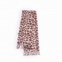 European and American classic retro style, a high-end leopard print scarf for women, a fashionable and elegant fall/winter warm faux cashmere tassel shawl.