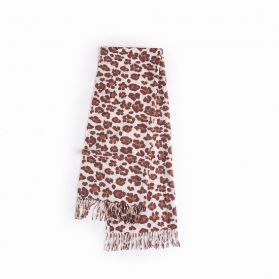 European and American classic retro style, a high-end leopard print scarf for women, a fashionable and elegant fall/winter warm faux cashmere tassel shawl.