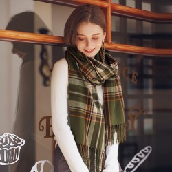 Scarf manufacturer wholesale 2025 new winter scarf, elegant plaid warm tassel scarf for women, mid-length