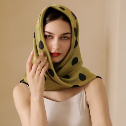 Dotted silk scarf for women, 2025 spring and summer new imitation silk scarf, Japanese and Korean sweet 90s square scarf print shawl wholesale.