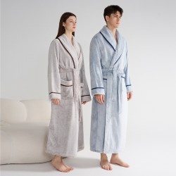 New absorbent nightgown for men, spring and autumn cool, thin couple's bathrobe, premium summer mid-length morning robe for women.