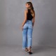 2025 cross-border new wide-leg pants, tasseled, washed, tie-dyed, ripped high-waisted jeans, straight-leg casual trousers for women.