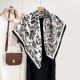 French elegant spring and autumn retro, niche, floral print square scarves, trendy, high-end, sun-protective shawls