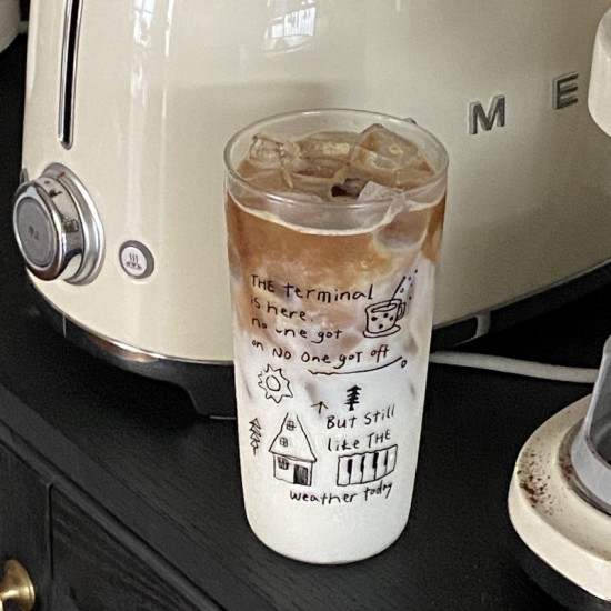 Homemade Cute Summer Penguin Glass, Niche Instagram Simple High-Temperature Borosilicate Water Cup, High-Resistant