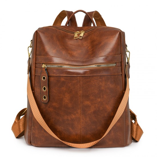 New Cross-Border Retro Women's Soft Leather Multifunctional Shoulder Bag, Simple and Versatile, Large Capacity Wholesale Backpack