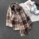 A new cross-border retro plaid scarf for women, versatile and warm for autumn and winter, thickened and dual-use faux cashmere shawl.
