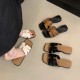 Women's wedge-heeled thick-soled slippers (Summer outdoor wear, 2025 new style, vacation style, flip-flops, French-style square-toed sandals)