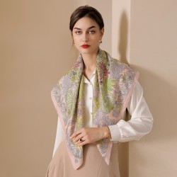 2025 summer new printed square scarves, wholesale, French retro imitation silk neck scarves, 90s-style small square neck scarves for women.