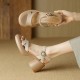 Waterproof nude high heels for women, 2025 new style, retro square-toed, open-toed sandals.