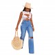 2025 Amazon cross-border new ripped jeans for women, washed wide-leg straight-leg trousers in stock.