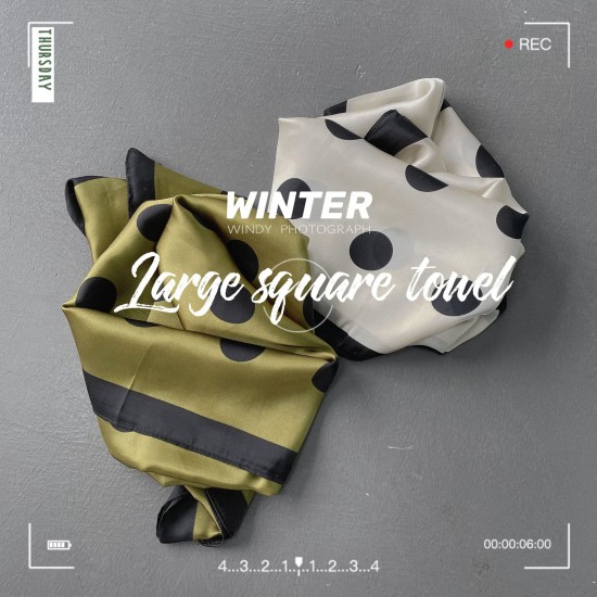 2025 Spring and Summer New Women's Silk Scarf, Simulated Silk Sunscreen Headscarf Wholesale of sweet 90s Japanese and Korean square scarves and shawls with prints.