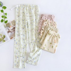 Women's summer nightgown, pure cotton gauze kimono, spring and autumn thin Japanese-style loungewear, bathrobe, pajamas, steam bath.