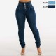 2025 new cross-border European and American style stretch slim-fit jeans for women, button-down, pencil-cut High-waisted, hip-lifting trousers