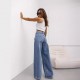 American retro straight-leg ripped jeans for women, European and American cross-border 2025 summer new wide-leg pants for foreign trade