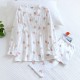Women's padded pajamas, pure cotton double-layered gauze, V-neck, thin, long-sleeved, bra-free, spring and summer loungewear set