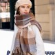 2025 new women's autumn and winter scarves, Korean-style versatile pleated plaid student scarves, men's faux cashmere warm shawls