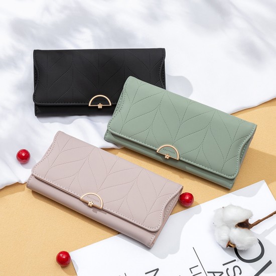 Prettyzys/Pretty's new women's long wallet, a stylish, foldable, PU, ​​small, and fresh clutch.