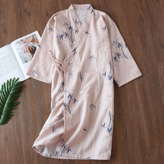 Men's and women's summer cotton gauze nightdresses, cardigans, Japanese yukata, Japanese-style bathrobes, plus-size, couples' saunas