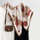 Spring and Autumn Influencer Style High-end Korean Colorblock Floral Print Silk Scarf, Fashionable Thin 90s Square Scarf for Women