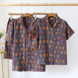 Summer women's cotton double-layer gauze suspender pajamas set, sleeveless, two-piece loungewear set.