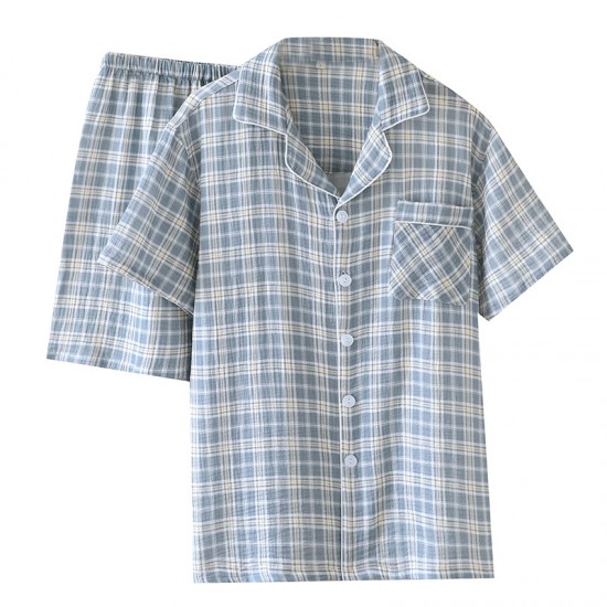 New couple's washed cotton shorts, men's and women's summer thin cotton pajamas, soft, short-sleeved loungewear. New couple's washed cotton shorts, men's and women's summer thin cotton pajamas, soft, short-sleeved loungewear.
