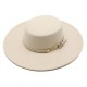 2021 New Retro Black Wide-Brimmed Wool Flat-Top Hats for Women, Autumn and Winter British Style Versatile Panama Hats