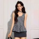 Slimming, hip-hugging short skirt, 2025 summer new elegant lace, round neck, ruffled, slim-fitting dress for women