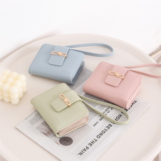 2025 new women's short wallet, Korean style, cute, portable, handbag, foldable zippered, student coin purse.