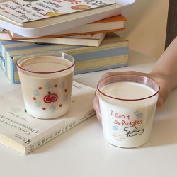 Homemade vintage Instagram high-stem glass, retro French romantic dessert cup, niche minimalist milk cup, heat-resistant.